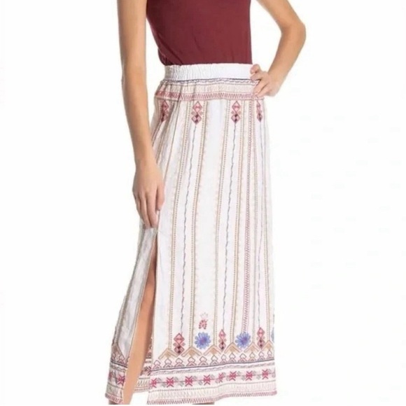 Johnny Was Los Angeles Frederique Embroidered Linen Boho Maxi Skirt XS Festival - Picture 3 of 11